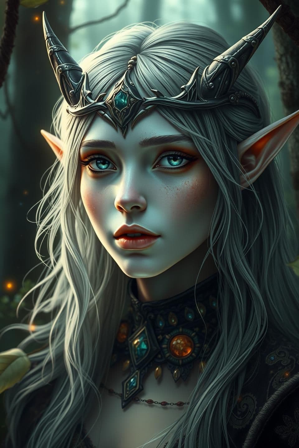 mystical forest elf portrait - AI portrait generator, fantasy art, detailed, ethereal glow