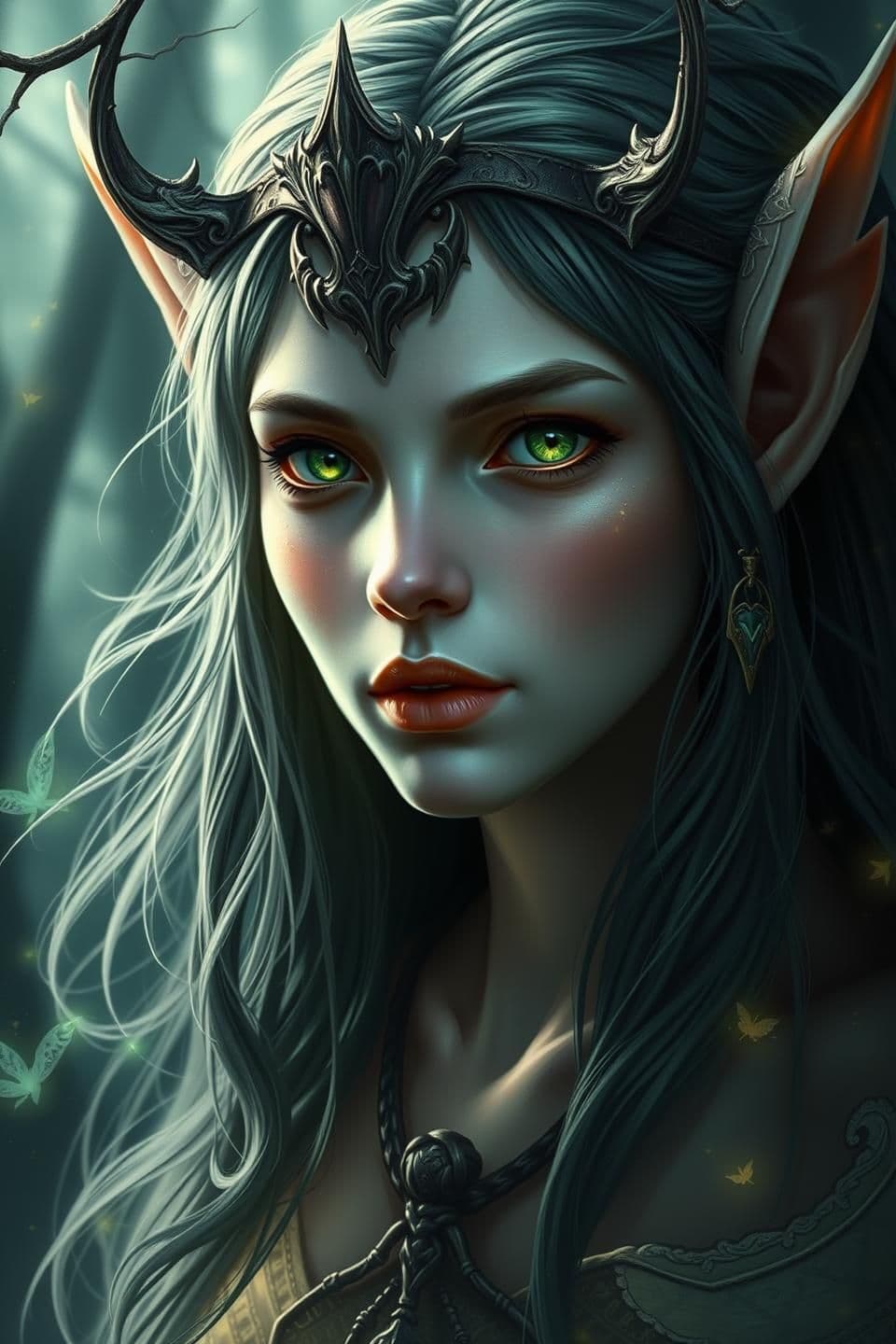mystical forest elf portrait - AI portrait generator, fantasy art, detailed, ethereal glow