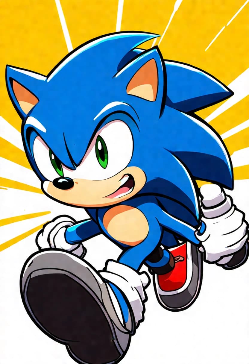 Sonic the Hedgehog caught on speed camera running 120mph in a school zone, clear shot of his panicked face