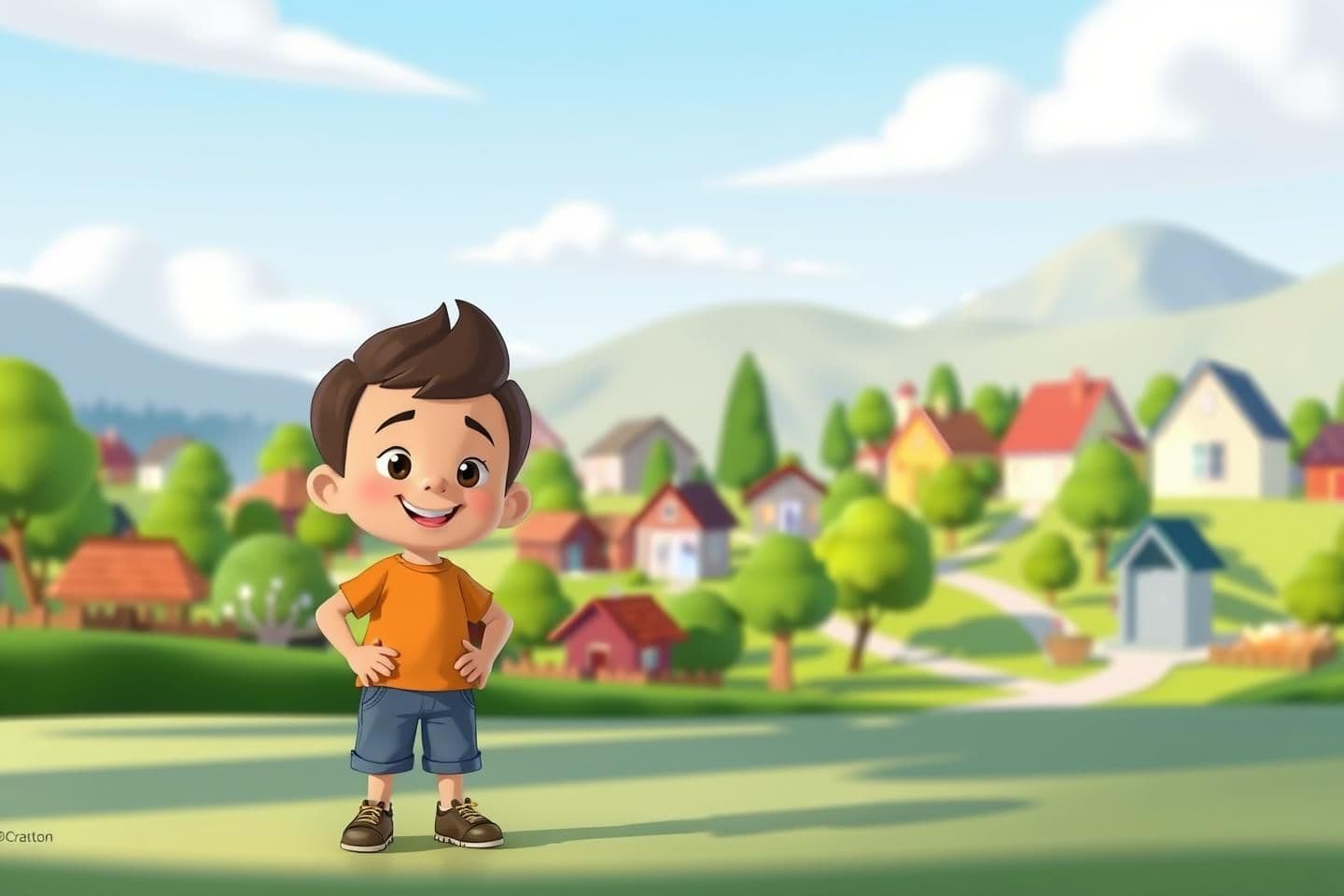 AI generated:
“16:9 YouTube thumbnail in Cratton 2d cartoon animation style.
Soft, clean, colorful cartoon shading.
A cute cartoon boy standing on the left side with a simple happy–friendly e