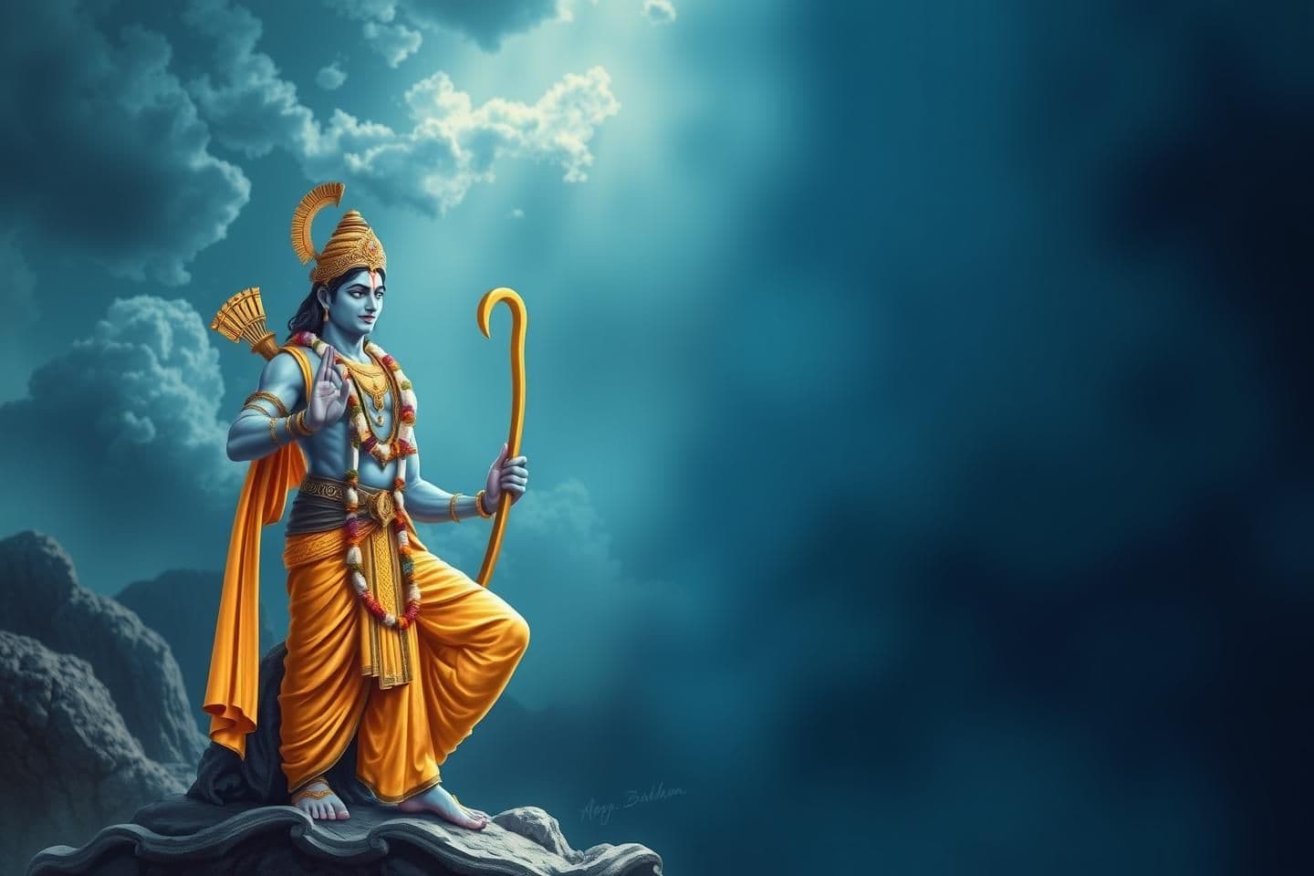 AI generated: Born in the land of Ayodhya, Lord Rama embodies righteousness and compassion. With unwavering duty, he journeyed through forests, battled demons, and defeated the mighty Ravana to