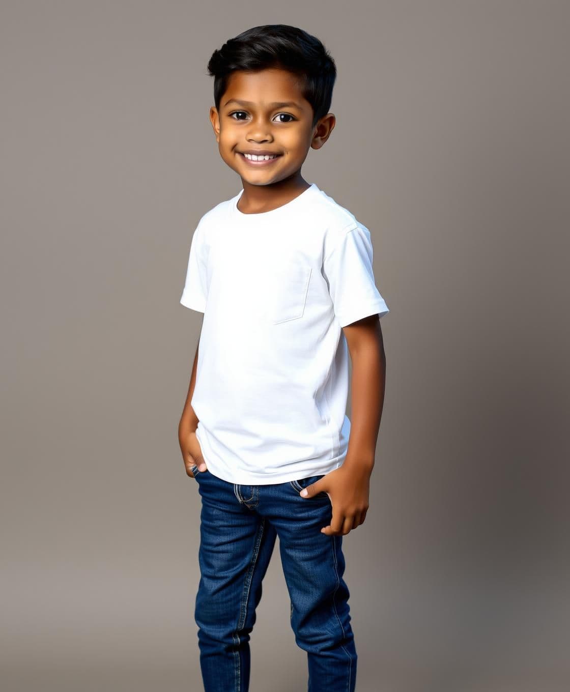 AI generated: Age: 10–12 years
Ethnicity: West Indies + Indian mix
Skin Colour: Warm brown skin with soft golden undertone
Hair: Soft black normal hair, natural texture
Face: Cute + confident lo