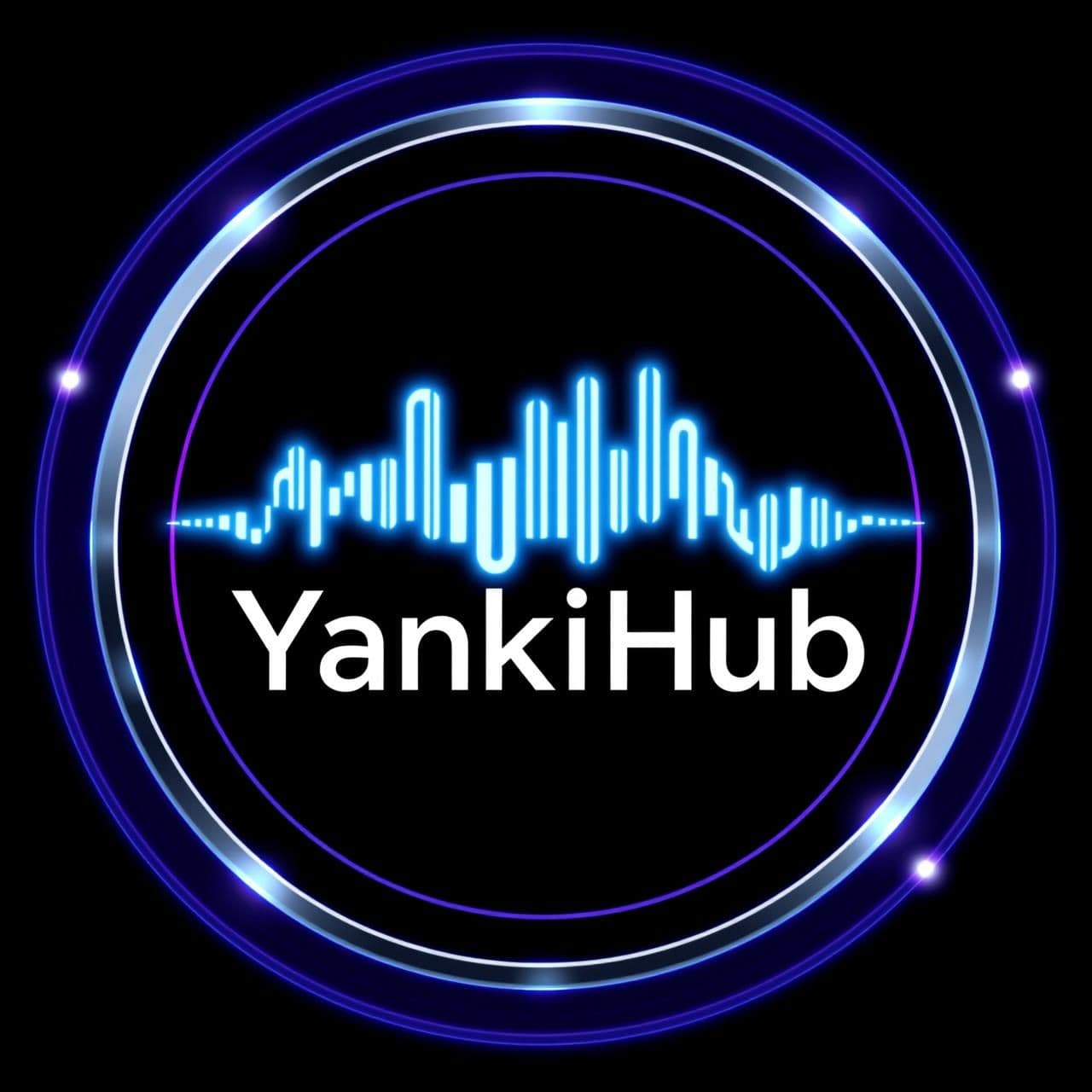 AI generated: A clean, modern, tech-inspired logo/profile image for a YouTube channel 'YankiHub'. Abstract circular design with echo/wave motif, digital lines, and subtle glowing neon highlights