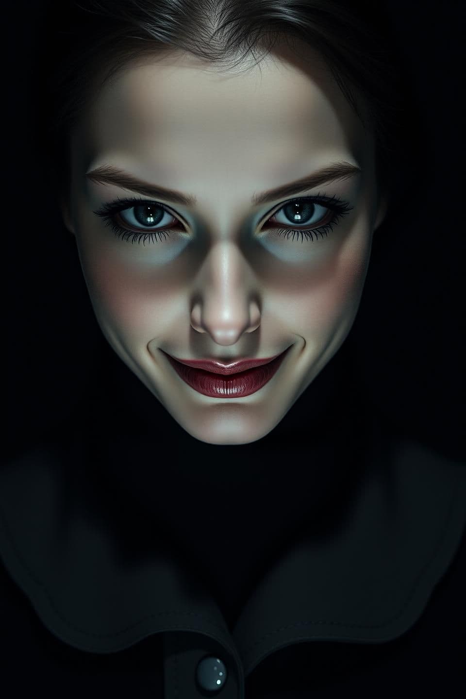 AI generated: The Deceptive Smile (Focus on the Mastermind)
Visual Metaphor: The calm facade of the danger (Lila).
Art Style: Photorealistic, Ultra Realistic, Cinematic.
Color Palette: Deep, co