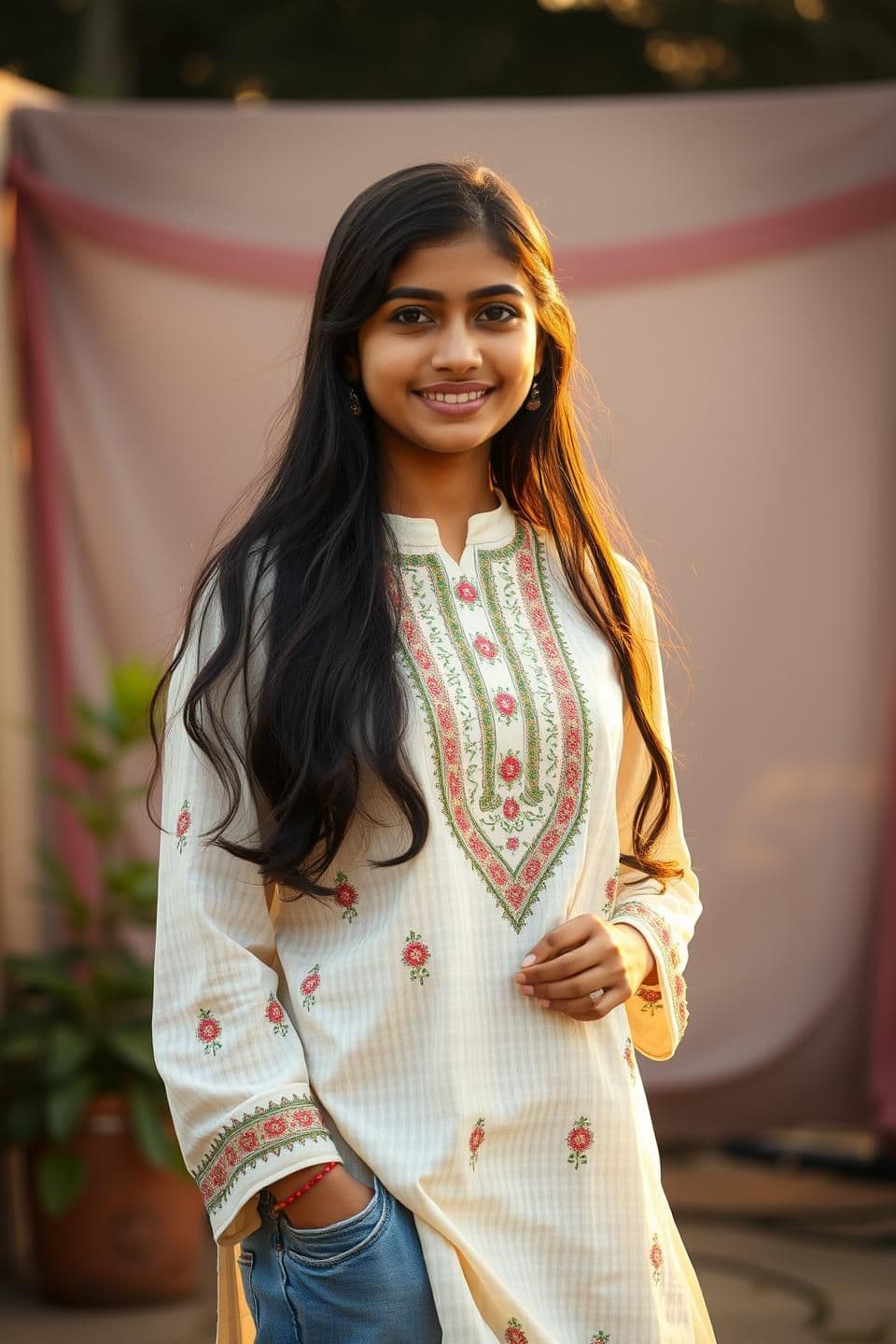 AI generated: photorealistic, golden hour, 4k generate an image of beautiful fair looking Maharashtrian indian young 18 year old girl with younger looking, beautiful ๐โค๏ธ, cute ๐ฅฐ, lovely ๐น, ch