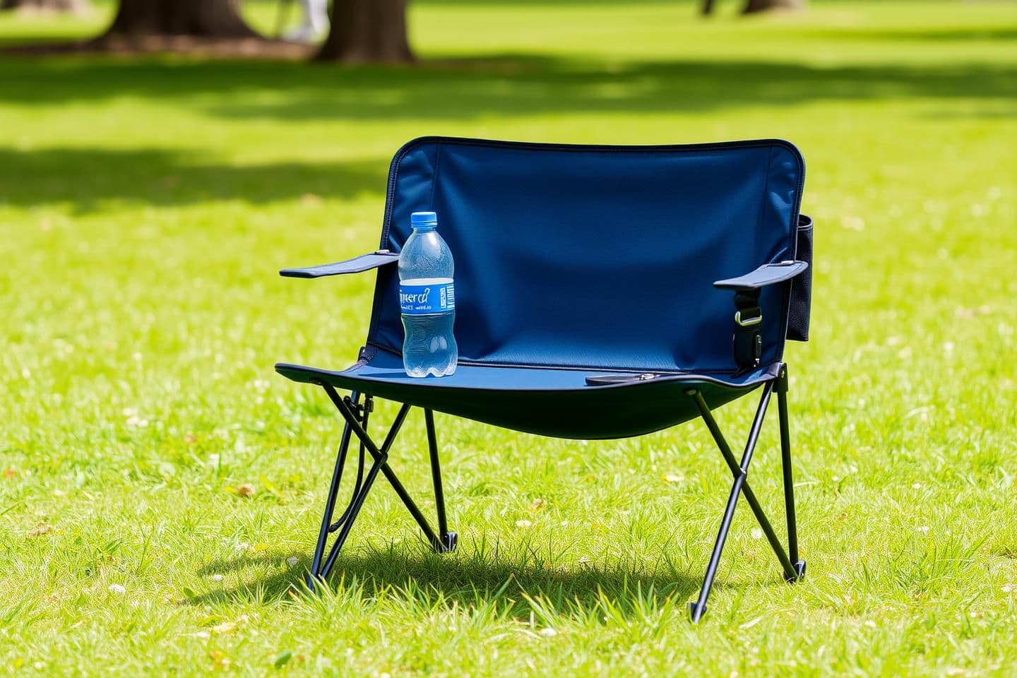 AI generated: Create an image of prototype problem statement portable seating for outdoor campus spaces with features it should be lightweight extremely portable with charging point water bottle