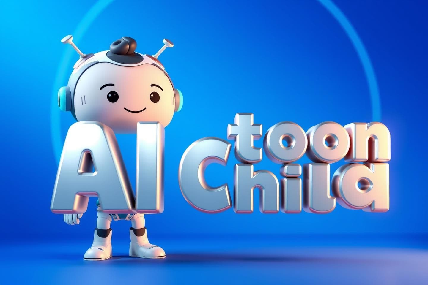 AI generated: Create a 1280×720 YouTube thumbnail in 3D cartoon style. Bright blue background, vibrant lighting. Show cute 3D cartoon with slight futuristic AI details (glowing lines, soft neon