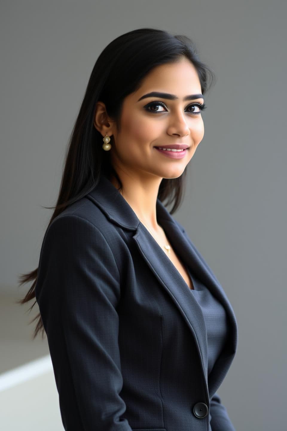 AI generated: A graceful Indian woman in her mid-20s to early 30s, with a lean and well-proportioned physique, and a height slightly above average. Her complexion is fair to wheatish. She has an