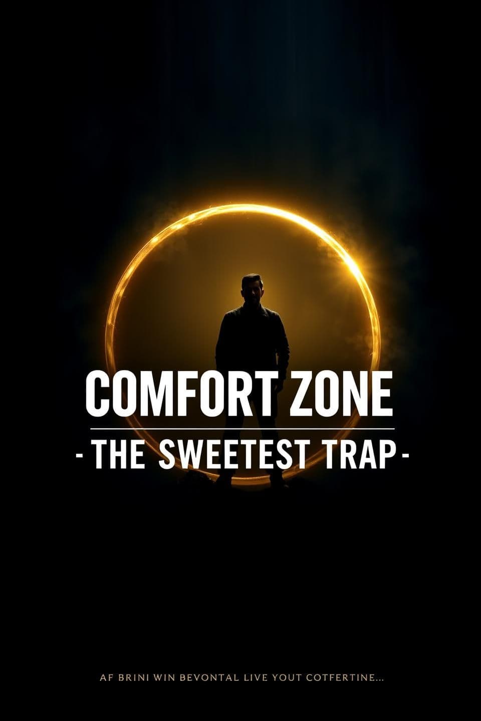 AI generated: > "A cinematic, dramatic banner for a motivational short video titled ‘Comfort Zone – The Sweetest Trap’.
> Show a man standing inside a glowing golden circle (symbol of comfort zo