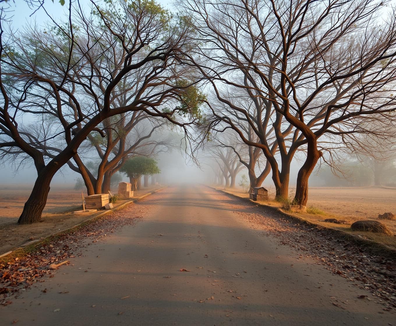 AI generated: IMPORTANT: Generate with all text in Hindi script only. Deserted Road
SFX: The rustling of dry leaves, the sound of light footsteps.
Narrator:
As night falls,
no one even goes ne