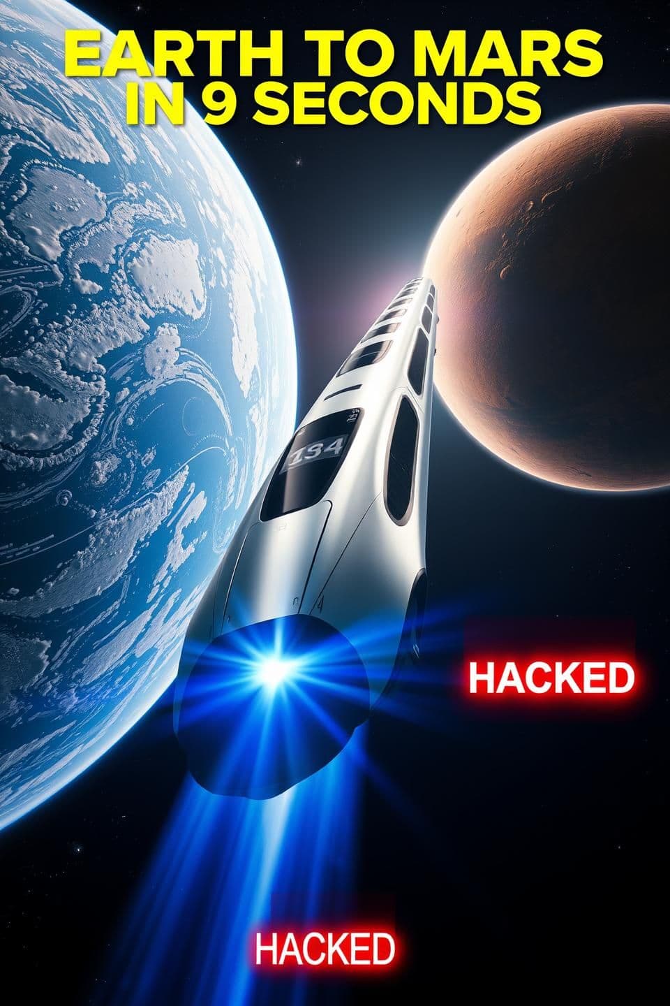 AI generated: 8K ultra-photorealistic vertical 9:16 cinematic thumbnail of a futuristic high-speed space train launching from Earth toward Mars.
Earth on the left side with real ISS-style sate