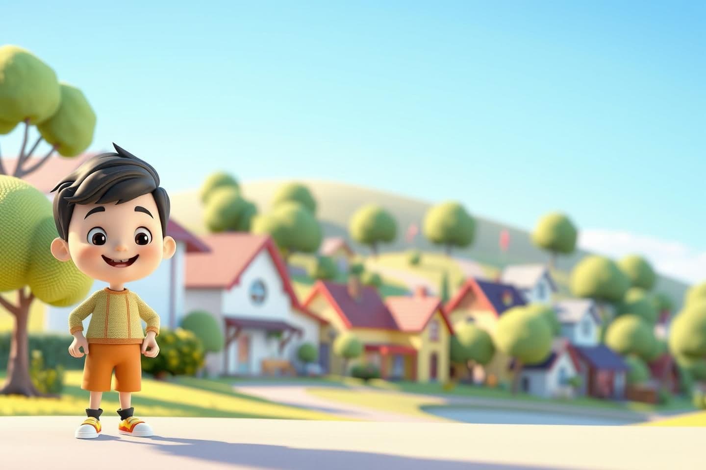 AI generated:
“16:9 YouTube thumbnail in Cratton 3d cartoon animation style.
Soft, clean, colorful cartoon shading.
A cute cartoon boy standing on the left side with a simple happy–friendly e
