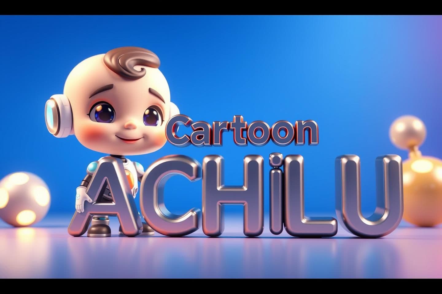 AI generated: Create a YouTube thumbnail in 3D cartoon style. Bright blue background, vibrant lighting. Show cute 3D cartoon with slight futuristic AI details (glowing lines, soft neon highlight