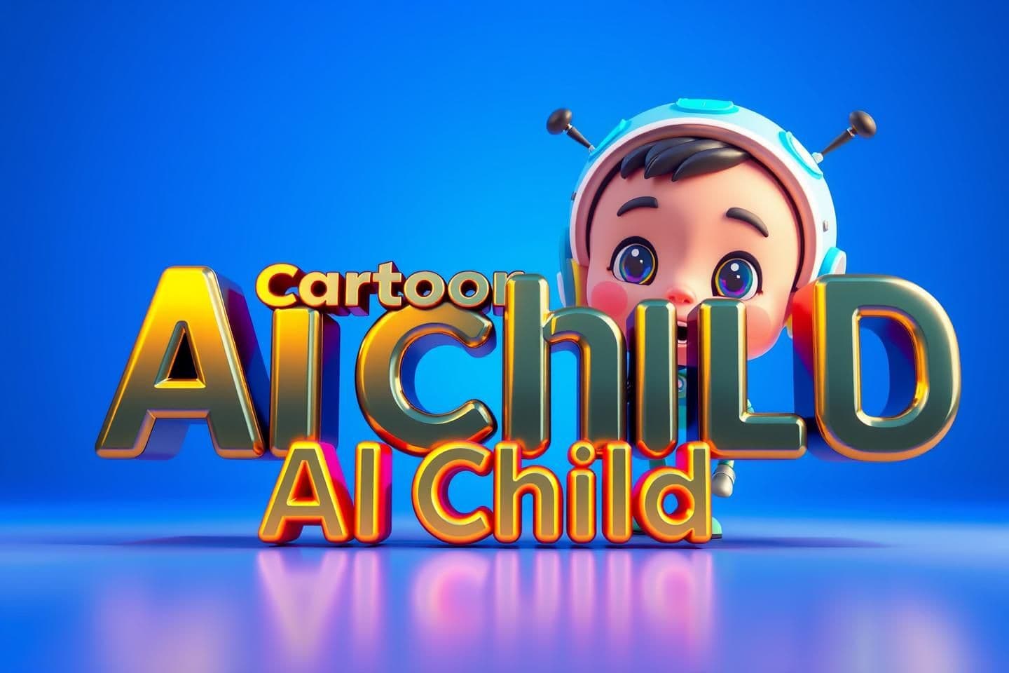 AI generated: Create a 1280×720 YouTube thumbnail in 3D cartoon style. Bright blue background, vibrant lighting. Show cute 3D cartoon with slight futuristic AI details (glowing lines, soft neon