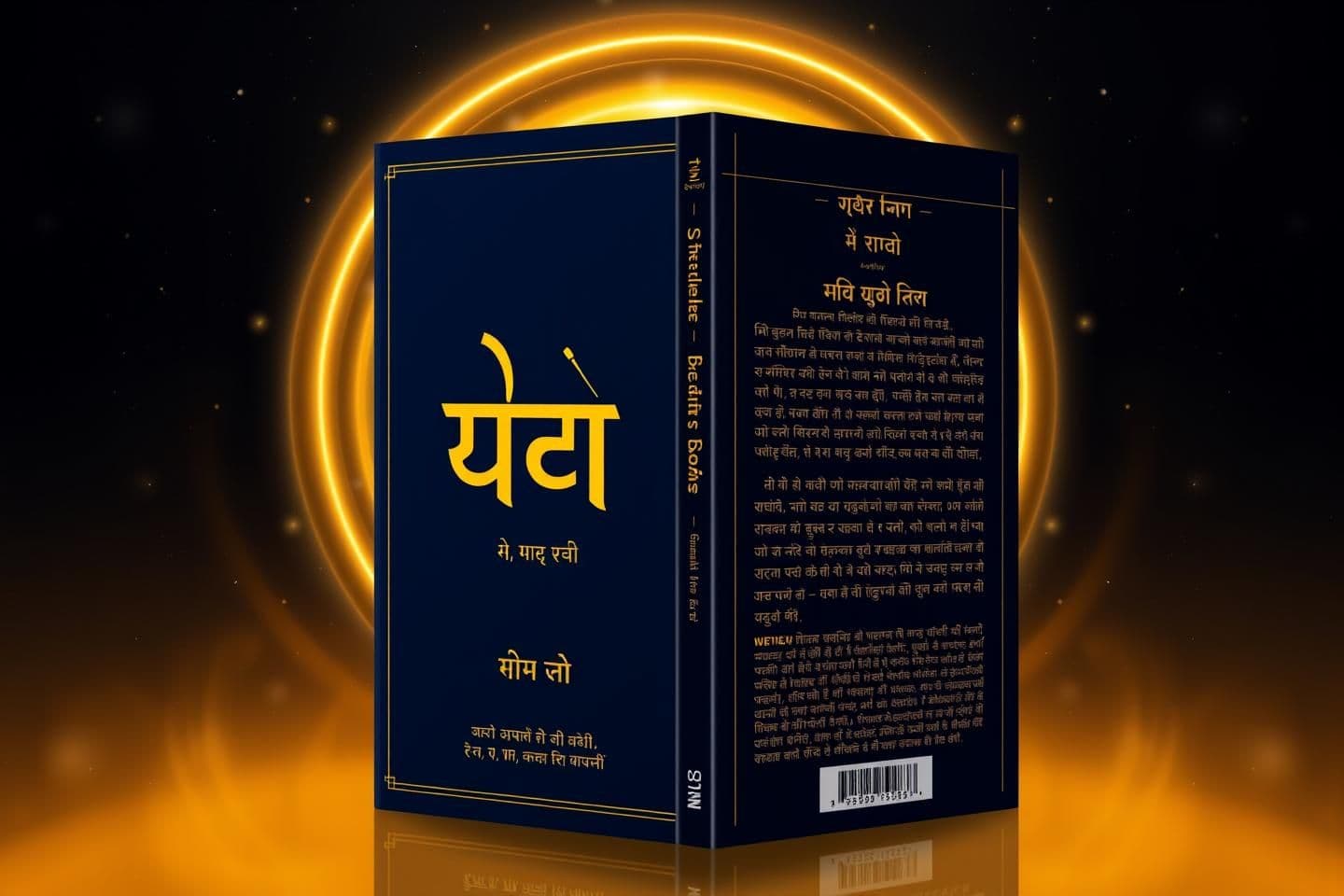 AI generated: Create a 6x9 inch full-wrap KDP-ready book cover in dark navy-blue cosmic theme
with golden glowing energy rings, premium stars, and elegant minimal luxury design.
FRONT COVER:
T