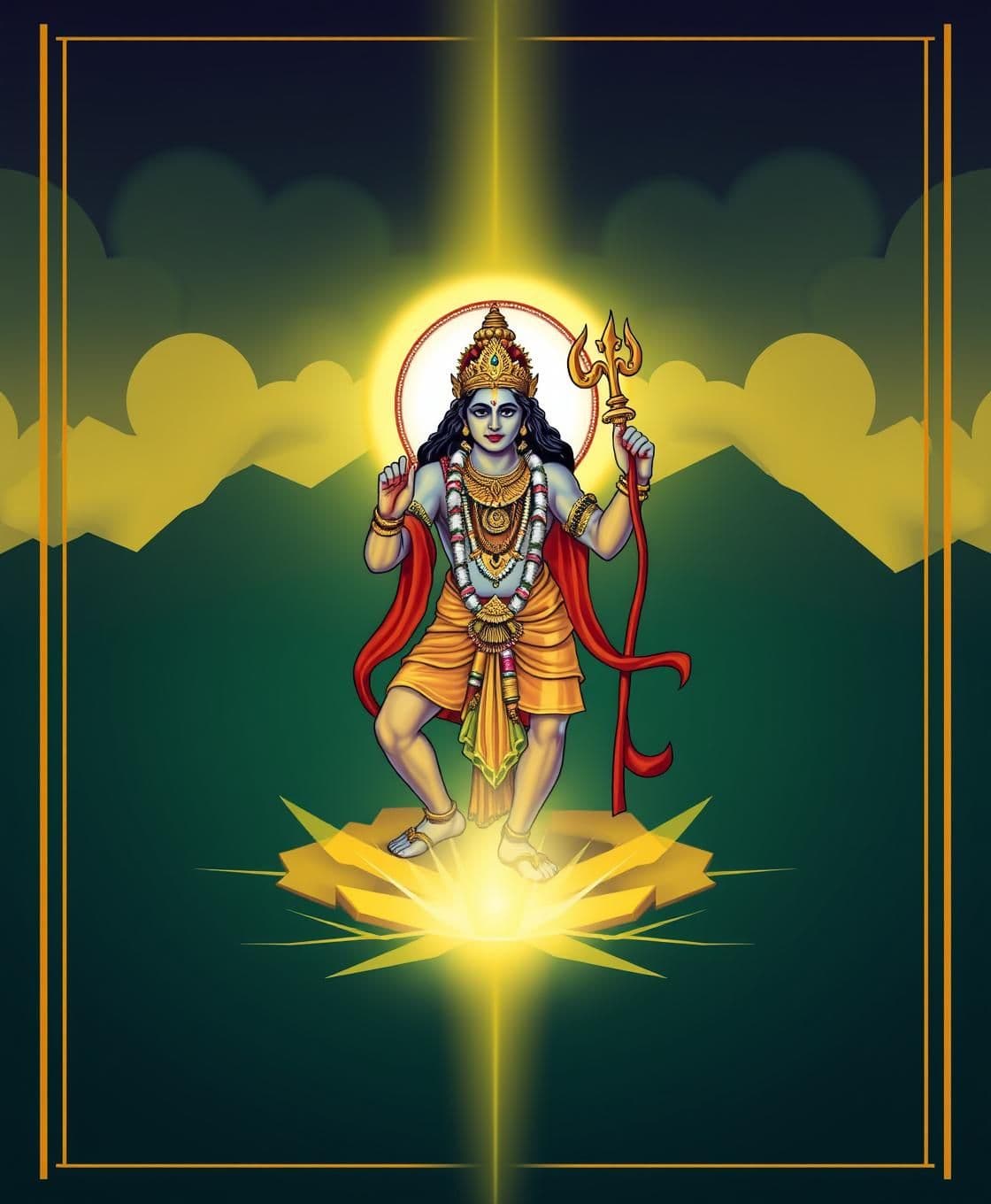 AI generated: IMPORTANT: Generate with all text in Hindi script only. Ravana was a very powerful warrior. He had imprisoned all the planets. Even all the gods stood before him with folded hands.