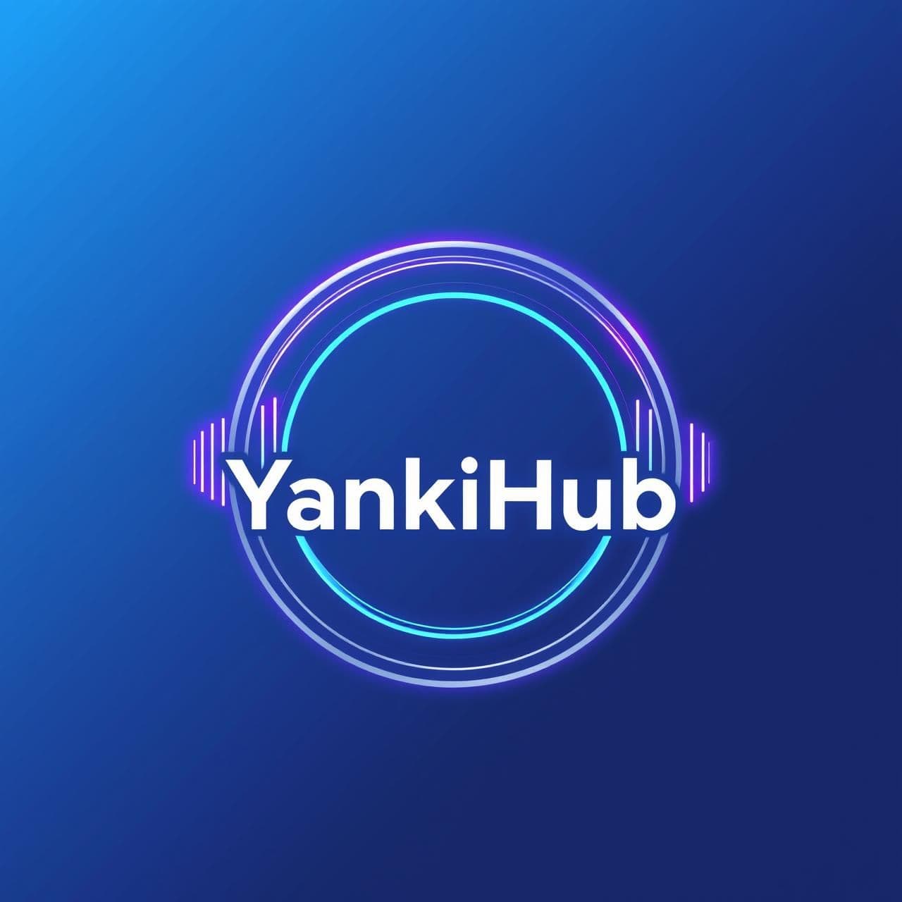 AI generated: A clean, modern, tech-inspired logo/profile image for a YouTube channel 'YankiHub'. Abstract circular design with echo/wave motif, digital lines, and subtle glowing neon highlights