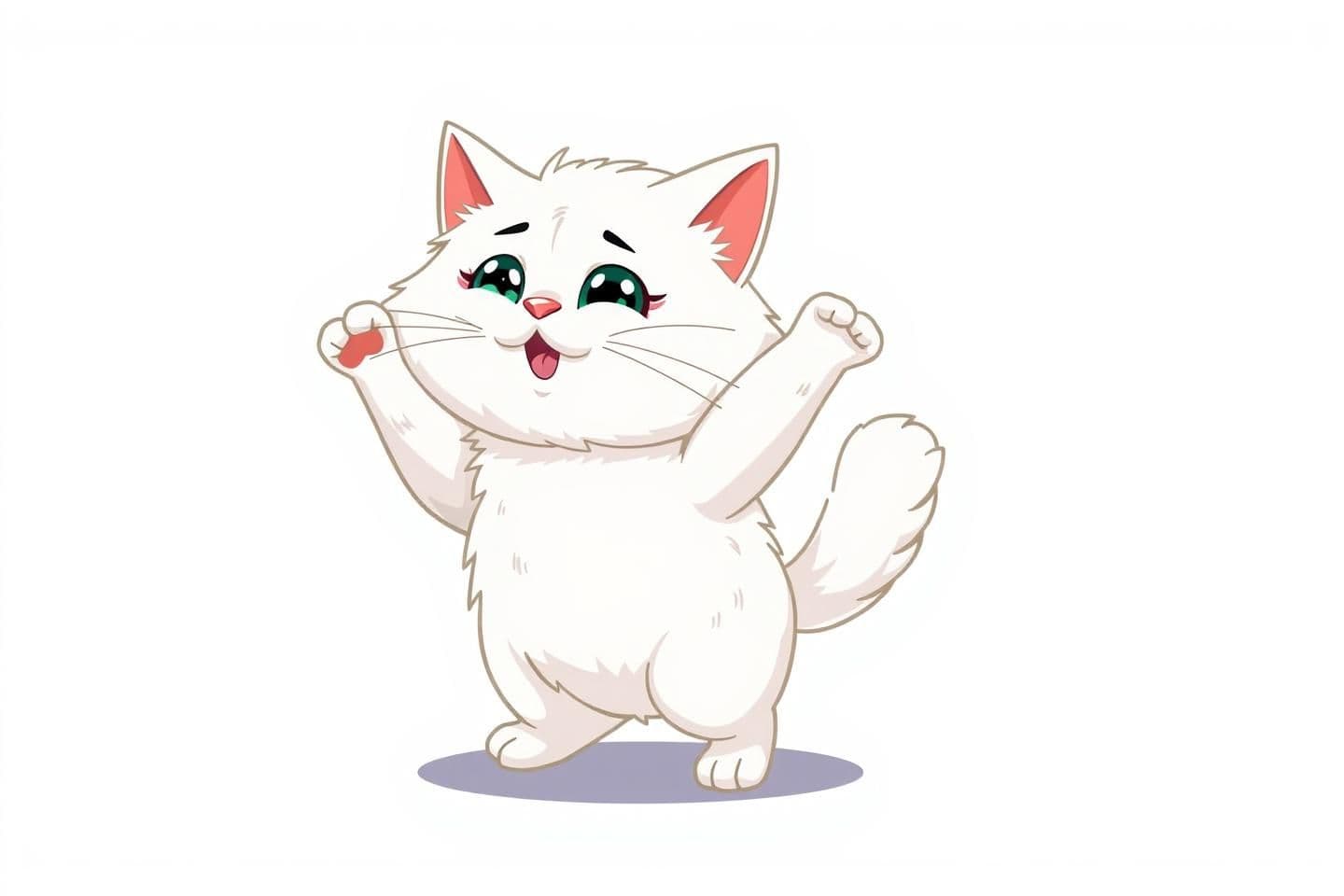 AI generated: {
"dalle": {
"text2im": {
"prompt": "A funny cartoon-style fluffy white cat inspired by a Persian/Himalayan look (not photo-identical), with a big round face and expres