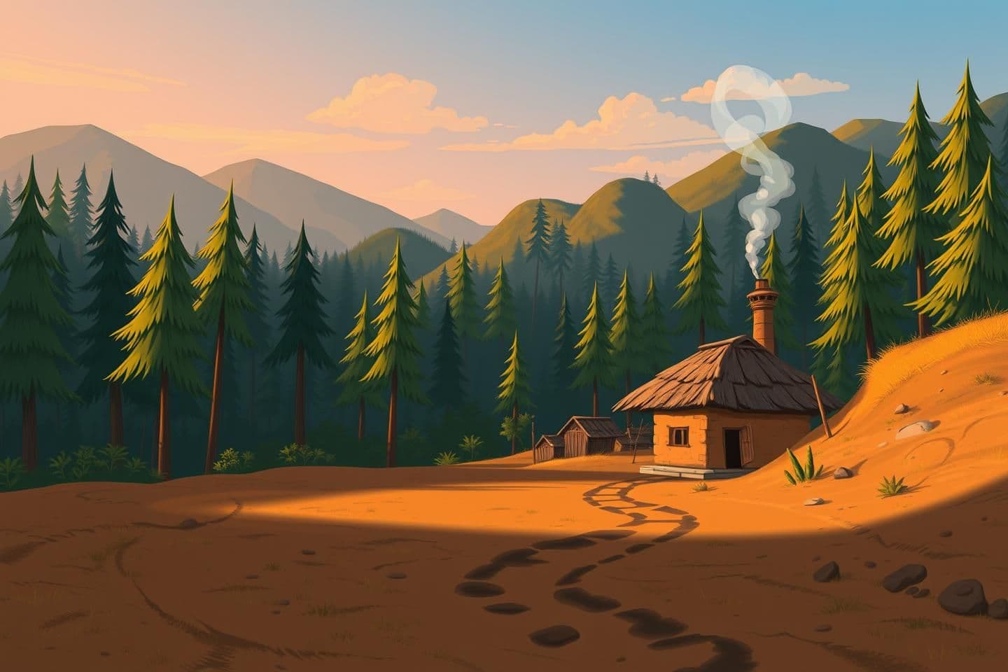 AI generated: Create a unique image for My yt channel on "cartoon stories" in indian design with the highlight text Scene 01 — A remote village between hills and forests (dawn).
Prompt: Wide est