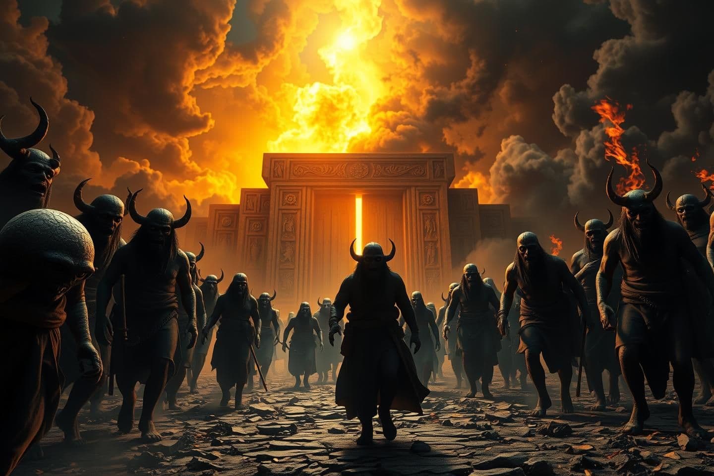 AI generated: “Garuda Purana inspired dark spiritual scene, a terrifying contrast between heaven and hell, ultra-realistic 3D characters, detailed ancient souls walking toward a glowing heavenly