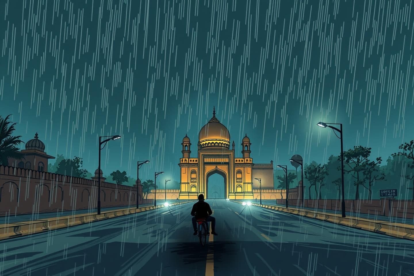 AI generated: IMPORTANT: Generate with all text in Hindi script only.
“My name is Aarav…
I go to places—where people never set foot again.
Today I'm going… Shaniwarwada.”
[Thunder strike | Cam