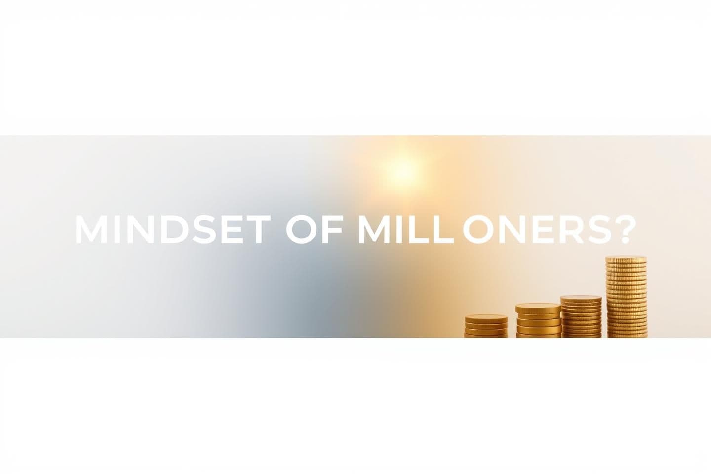 AI generated: Aesthetic YouTube thumbnail for a video about "mindset of milloners
", minimal design, clean white and gold background, elegant typography, one half showing calm lifestyle (medita