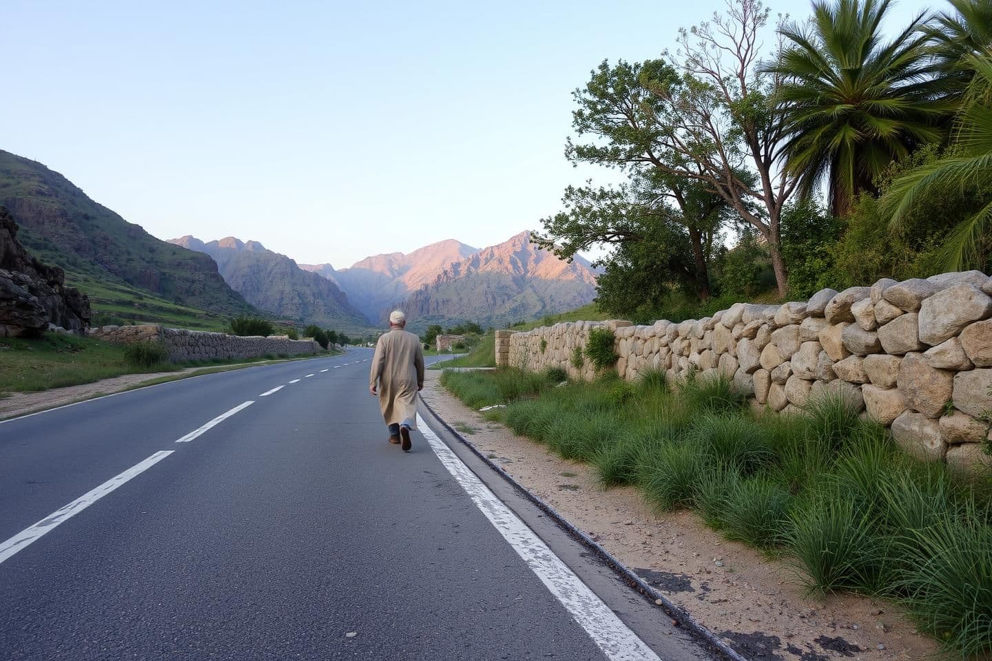 AI generated: IMPORTANT: Generate with all text in UR script only. Hazrat Umar Farooq's era
A woman was walking alone. Hazrat Umar (RA) disguised himself and asked. !
You are walking alone, ar