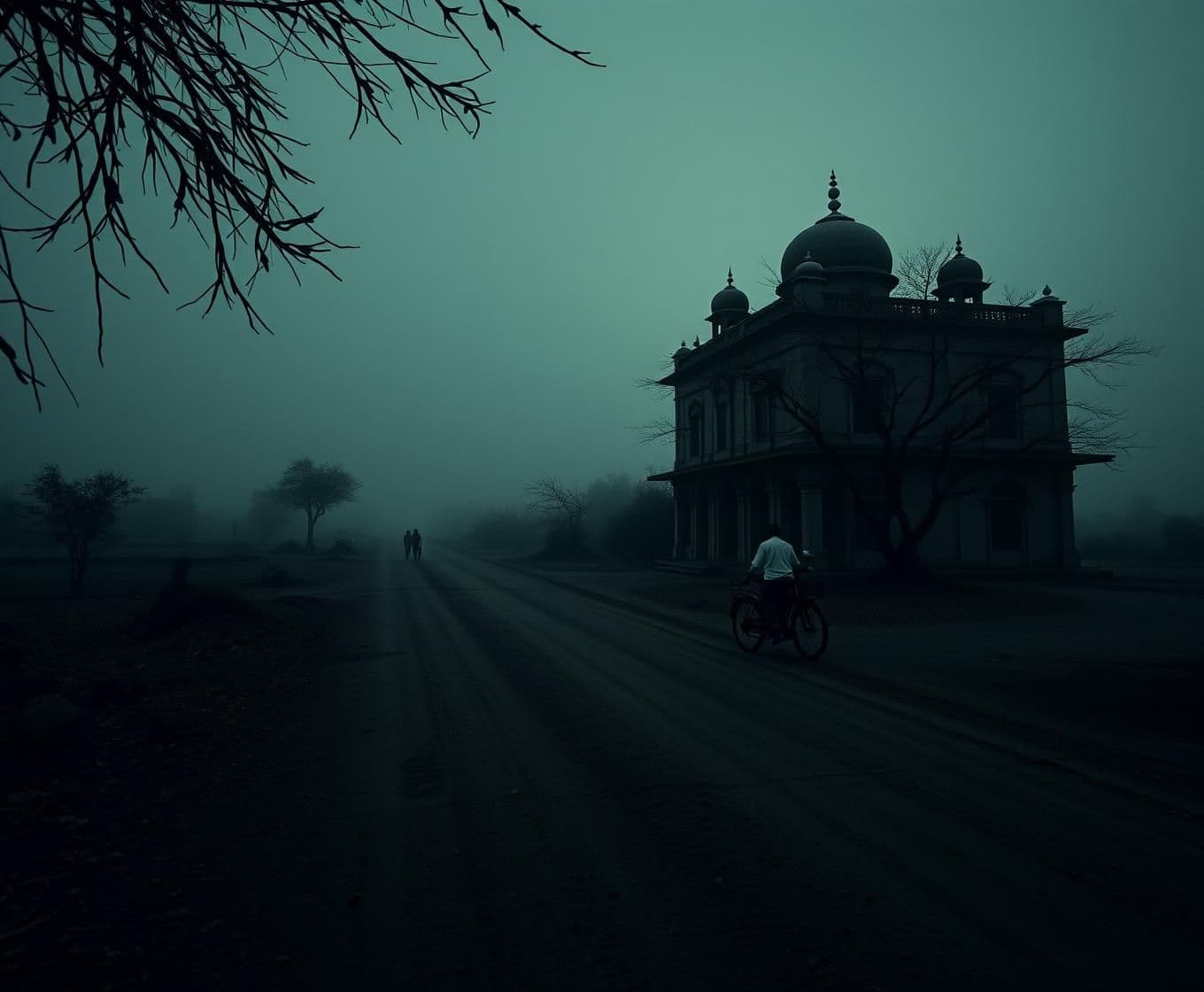 AI generated: IMPORTANT: Generate with all text in Hindi script only. Deserted Road
SFX: The rustling of dry leaves, the sound of light footsteps.
Narrator:
As night falls,
no one even goes ne