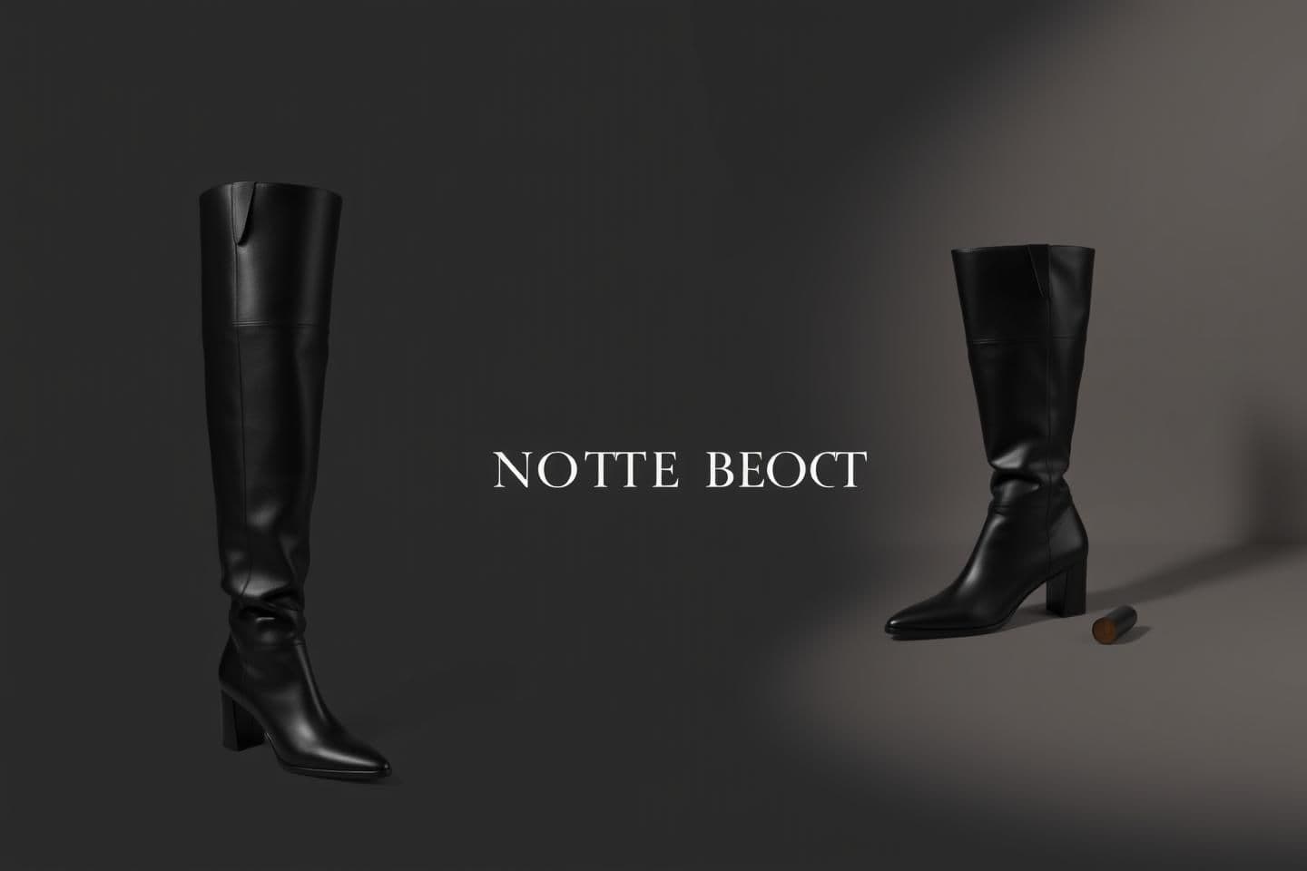 AI generated: “Create a luxurious high-fashion product image of the Notte Boot, an Italian convertible boot that transforms from a knee-high silhouette into a chic ankle boot. Display all config