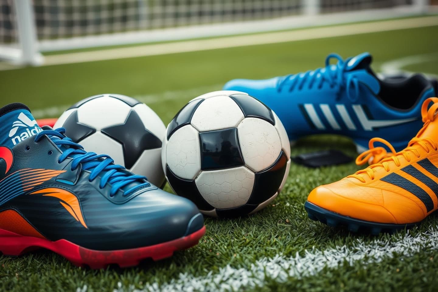AI generated: soccer equipments picture but I can use as a Banner in intro of my website
more equipments not just a soccer ball for eg goal keeping gloves or some football boots massagers etc a