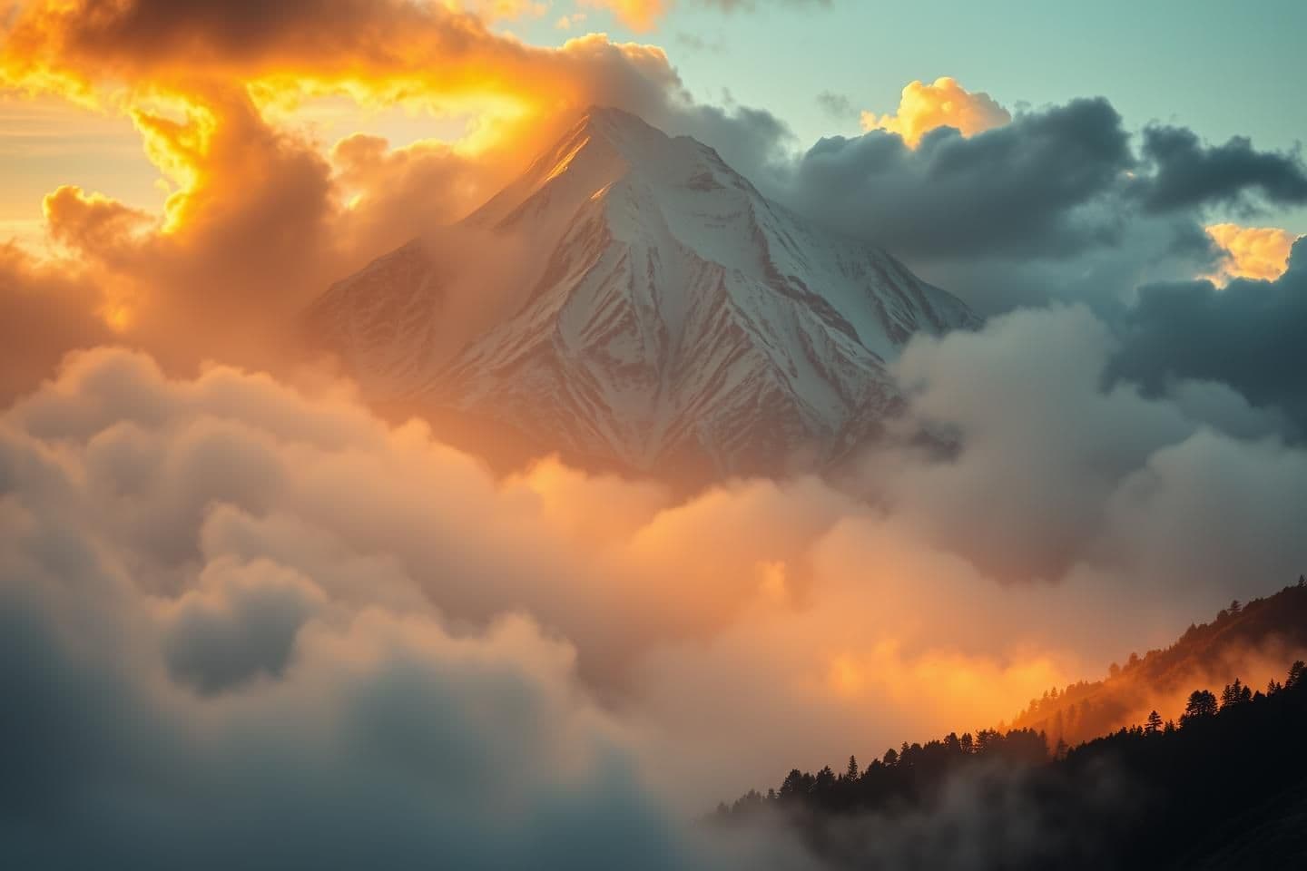 AI generated: Intro Scene — रहस्यमयी पर्वत
Prompt:
“mysterious Himalayan mountain covered in clouds, golden sunrise light, divine aura, ancient spiritual energy, cinematic epic mythological