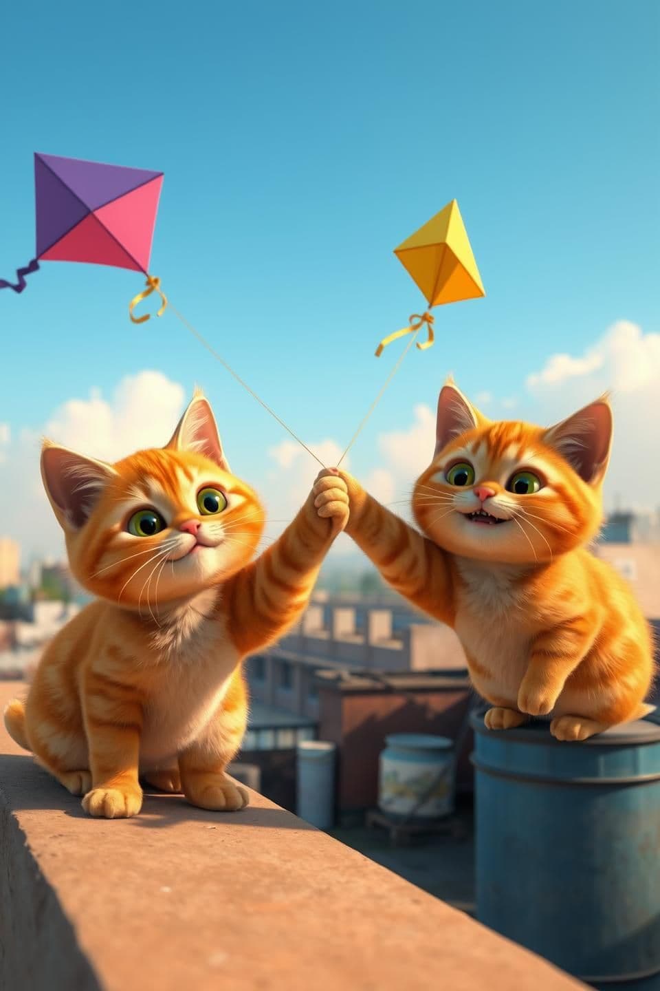 AI generated: Ultra-realistic cinematic 3D orange British Shorthair cat, same face, same fur texture, same body shape as reference image, expressive round eyes, soft detailed fur, Pixar-quality