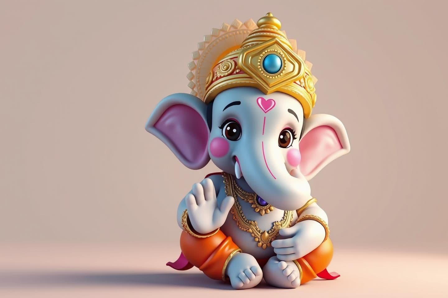 AI generated: “A high-resolution 3D cartoon-style character of Lord Ganesha, designed with vibrant colors and smooth stylized textures. Cute, expressive features with a friendly divine look. Sof