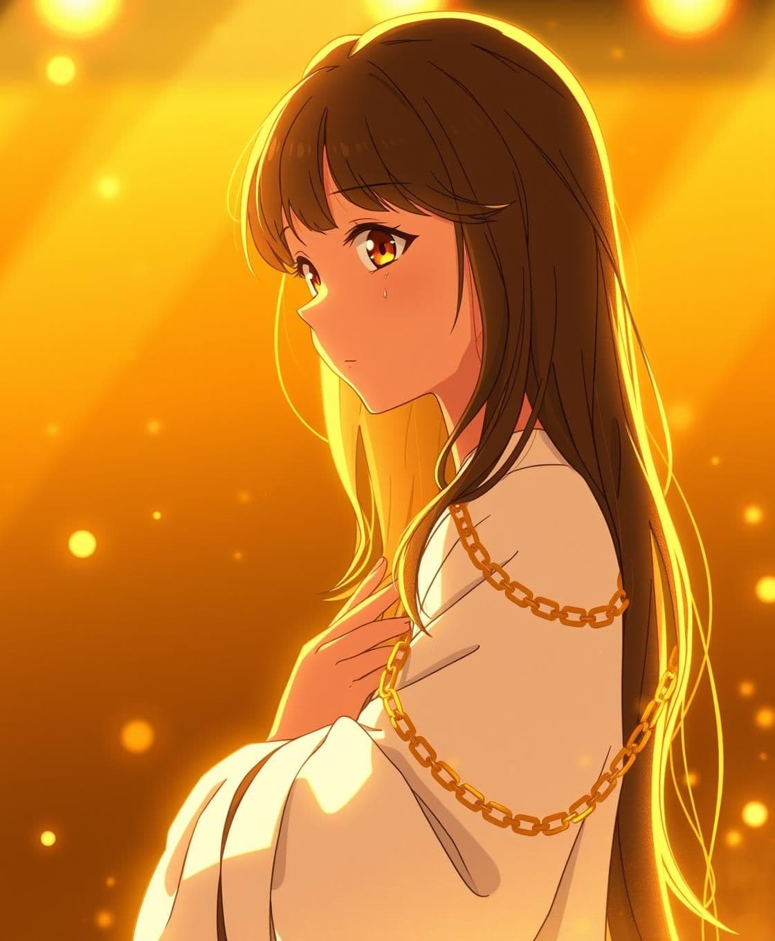 AI generated:
## 🎬 “Break Its Laws” — Anime Visual Prompt Pack
### 🖼️ Frame 1 – Opening Scene (0:00–0:07)
> *A soft golden stage under dim piano lighting. A young woman with long hair, tan