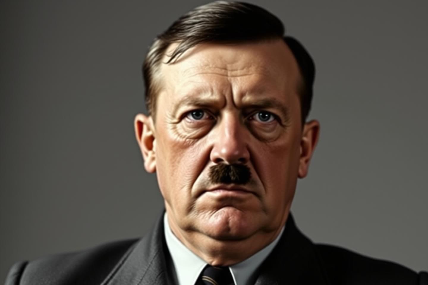 AI generated: A historically accurate, documentary-style portrait of Adolf Hitler, presented in a neutral and factual manner. Realistic 1930s–1940s lighting, period-accurate clothing, natural fa