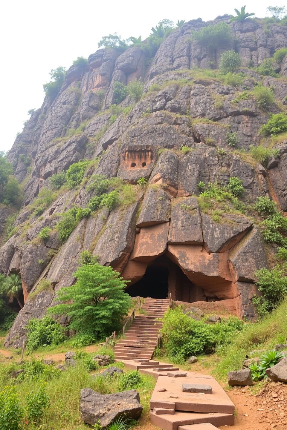 AI generated: IMPORTANT: Generate with all text in Hindi script only. In Subarnagiri, an ancient village in eastern India, lies a magnificent and mysterious mountain, known today as Subhasini Mo