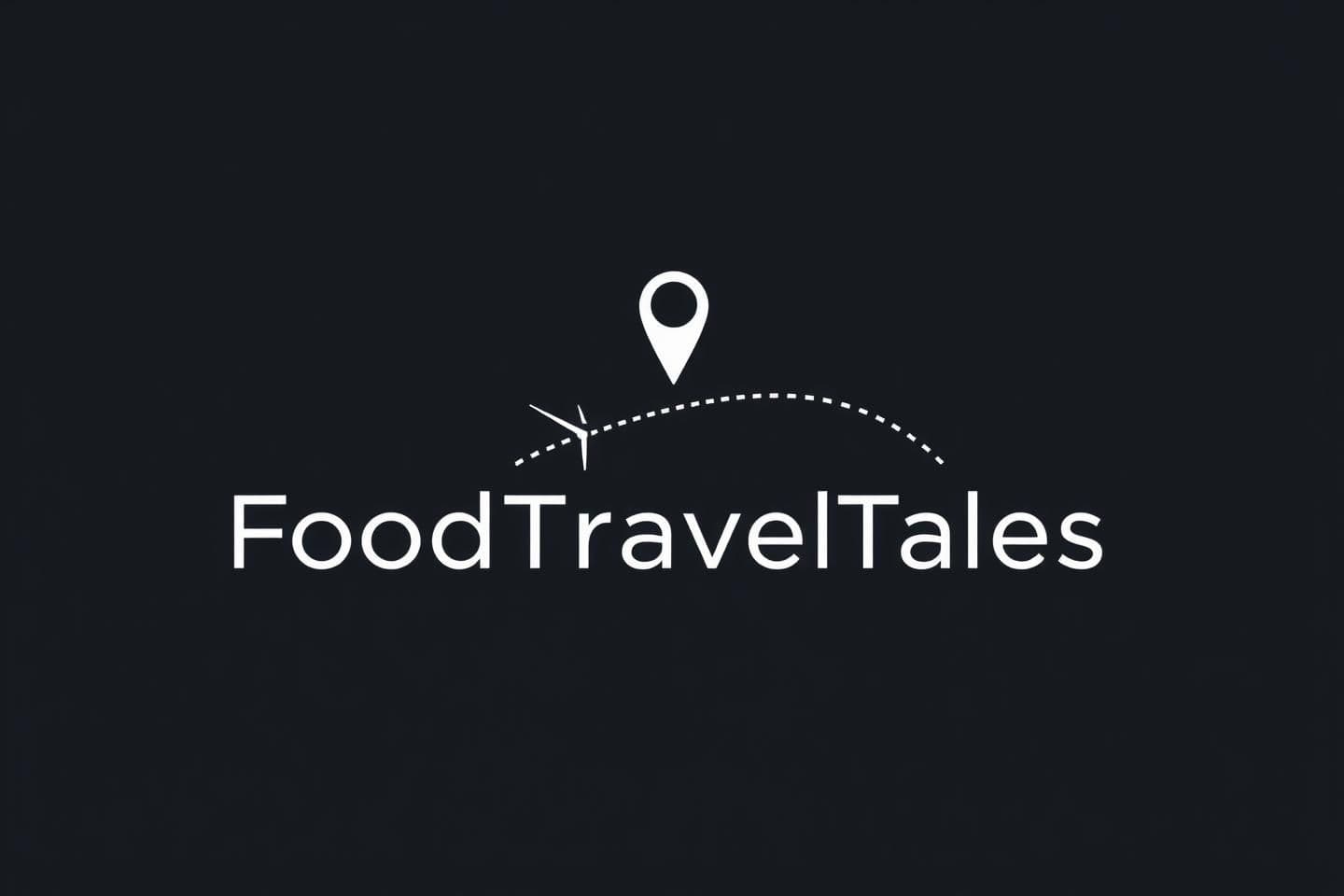 AI generated: “Create an ultra-minimal monoline logo for FoodTravelTales. The primary shapes must include an airplane icon, a location pin, and a curved dotted path. Blend soft, abstract food hi