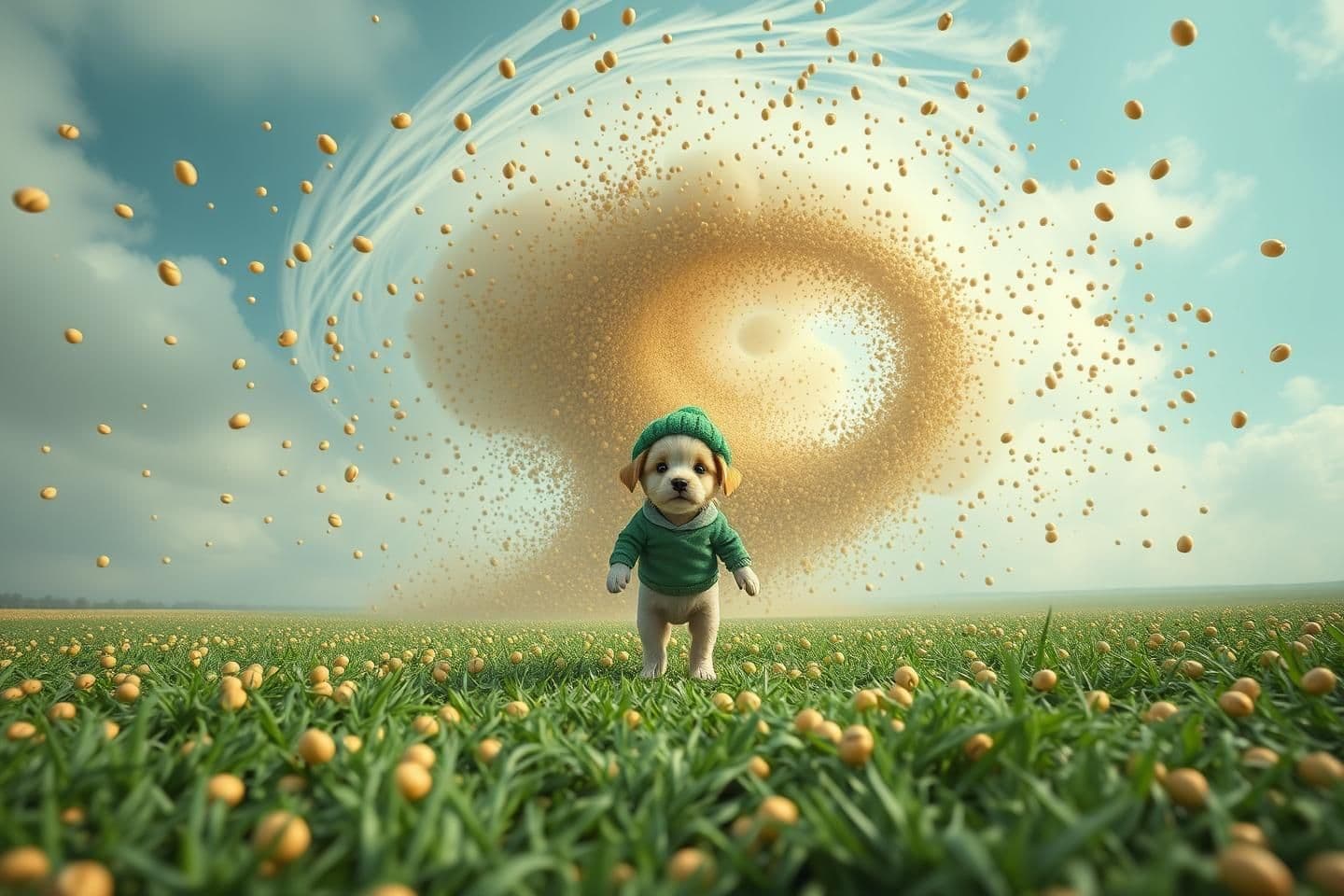 AI generated: IMPORTANT: Generate with all text in Hindi script only. ⭐ Scene 3 — Chickpeas Turn into a Big Storm
Prompt (9:16, Full Scene, Distant View):
"The entire field is visible from a di