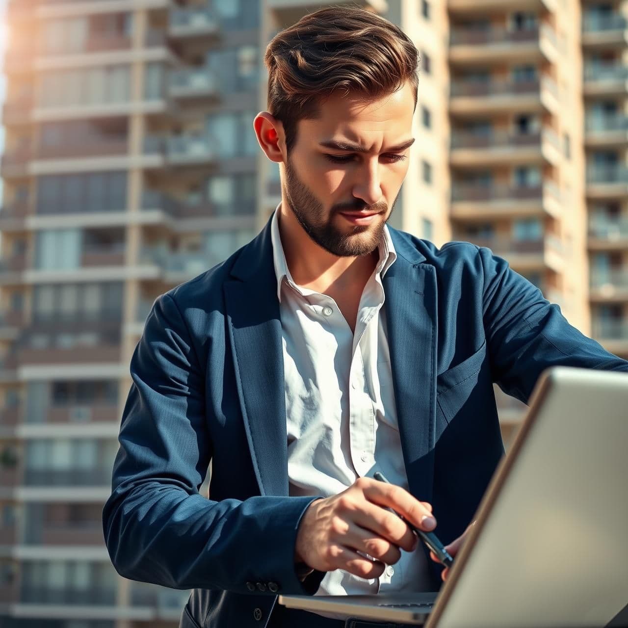 AI generated: Generate a close-up image of the influential fitter worker where he is working. The person is busy and looking at his work. His style of dress is sophisticated. The background is o