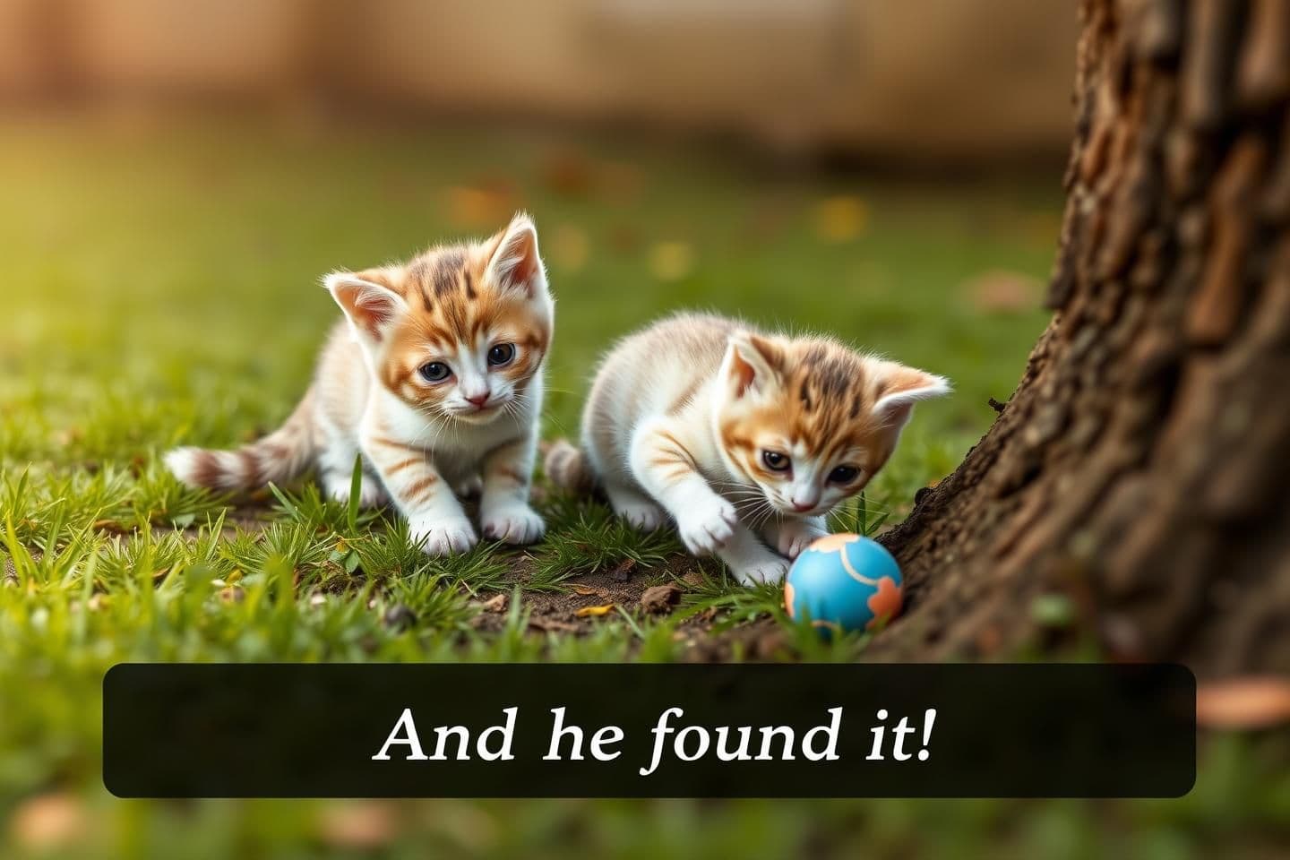 AI generated: IMPORTANT: Generate with all text in Hindi script only.
A cute little kitten is looking for his lost ball.
"Meet Whiskers, the brave cat! Today Whiskers has lost his most preciou