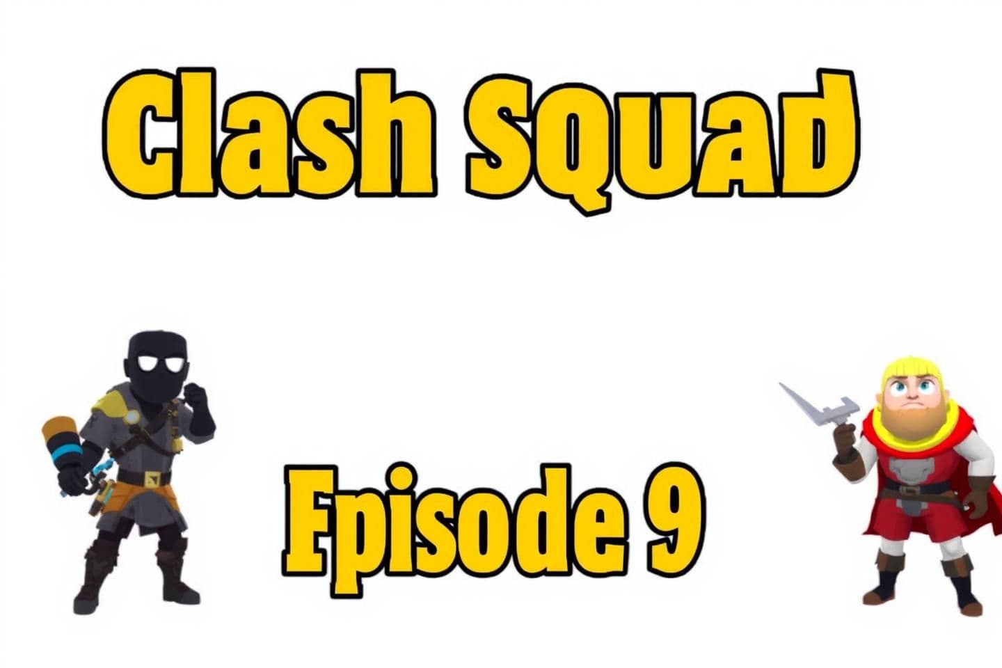 AI generated: Free Fire Max game play the title of the video is clash squad episode 9 with small title and with bright colours with dark shadows and plain background with pure white colour and g