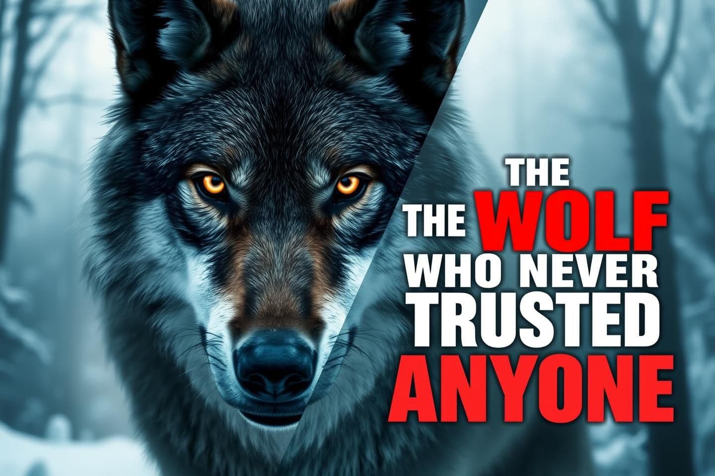 AI generated: Split thumbnail for YouTube: Left side shows a large, photorealistic wolf looking slightly toward the viewer, highly detailed fur, realistic facial features and muscles, glowing pi