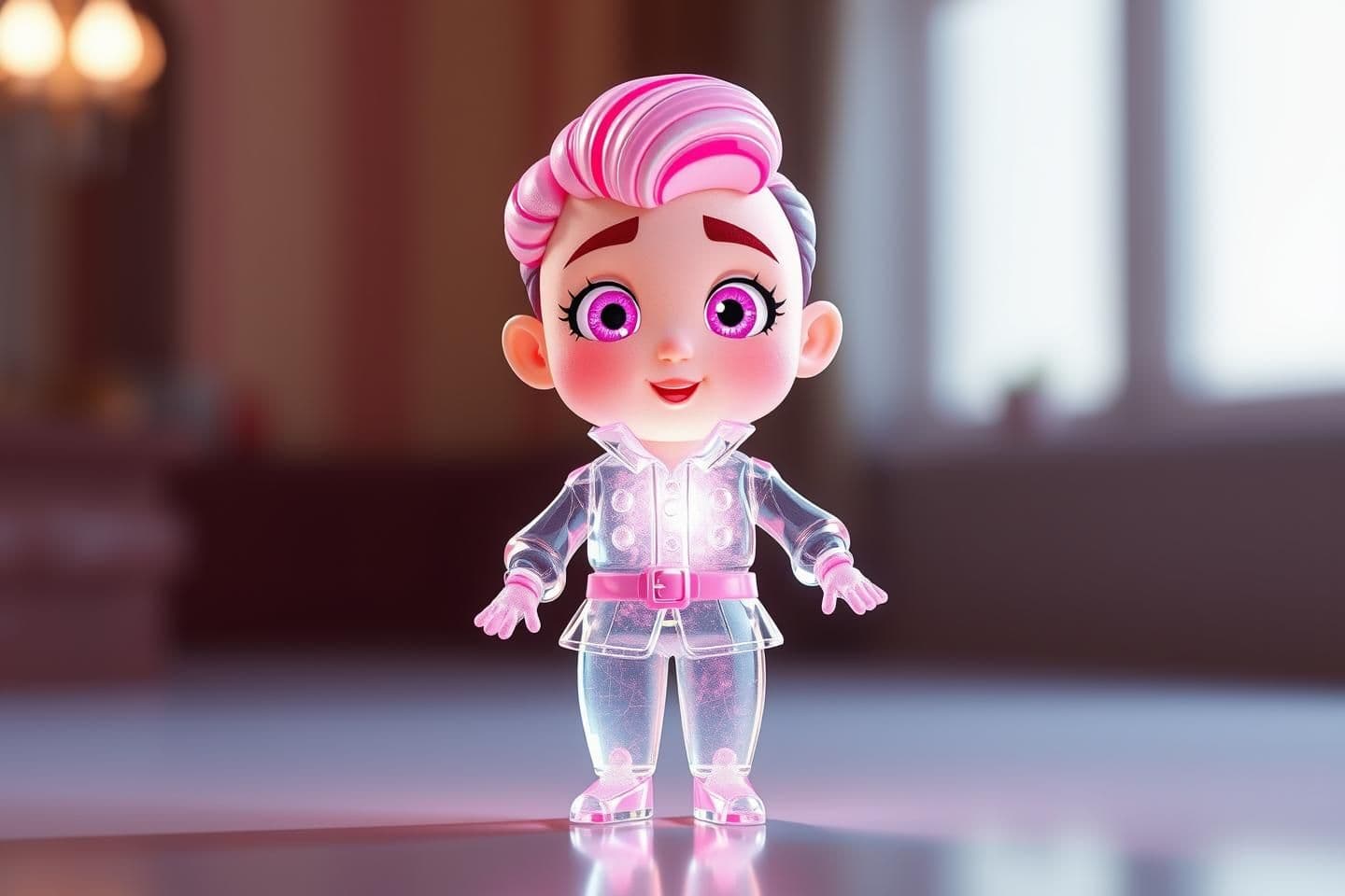AI generated: Style: Realistic + Cartoon hybrid (Pixar style)
Material: Transparent shiny sugar crystal
Body Shape:
Slim but slightly rounded edges (jaise boiled sugar statue)
Surface par mic