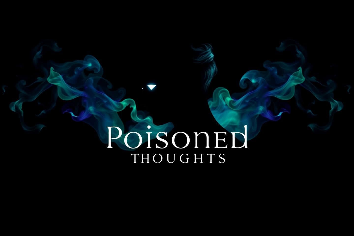 AI generated: A dark, aesthetic profile emblem featuring a mysterious human silhouette with glowing eyes, surrounded by swirling smoke shaped like fragmented thoughts. A subtle neon green and pu