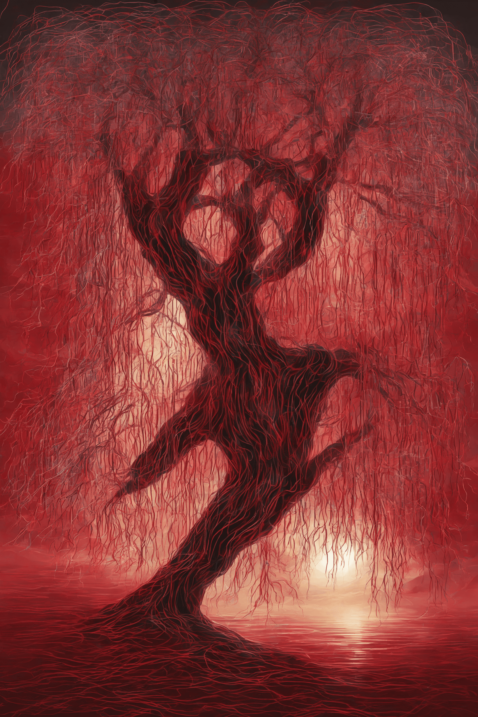 AI generated: A professional digital painting for a profile image, showing a weeping willow tree whose long, flowing branches subtly transform into computer circuits, electronic lines, and glow
