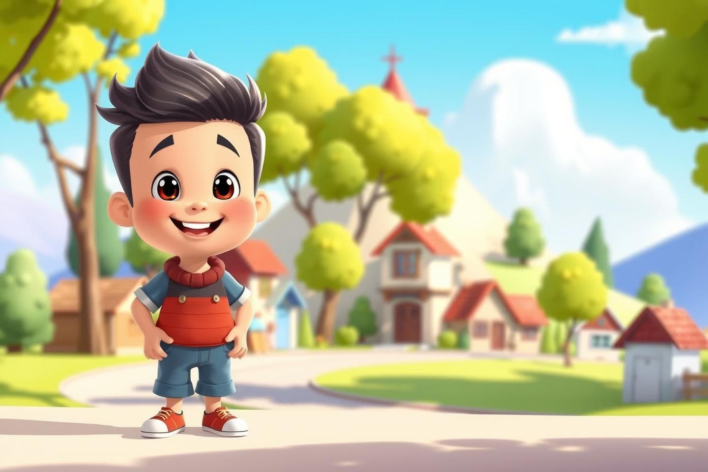 AI generated:
“16:9 YouTube thumbnail in Cratton 2d cartoon animation style.
Soft, clean, colorful cartoon shading.
A cute cartoon boy standing on the left side with a simple happy–friendly e