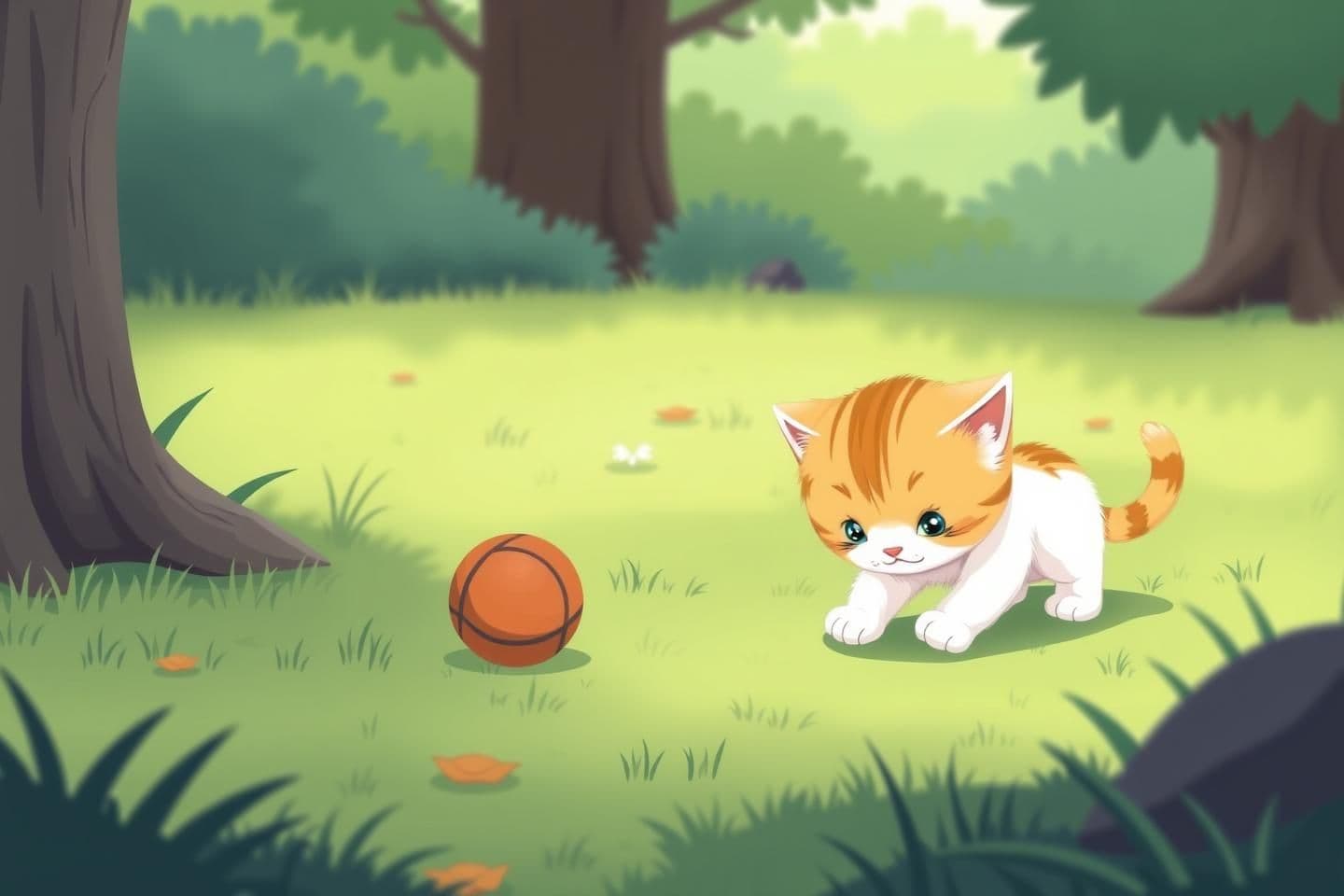 AI generated: IMPORTANT: Generate with all text in Hindi script only. A cute little kitten is looking for his lost ball.
"Meet Whiskers, the brave cat! Today Whiskers has lost his most precious