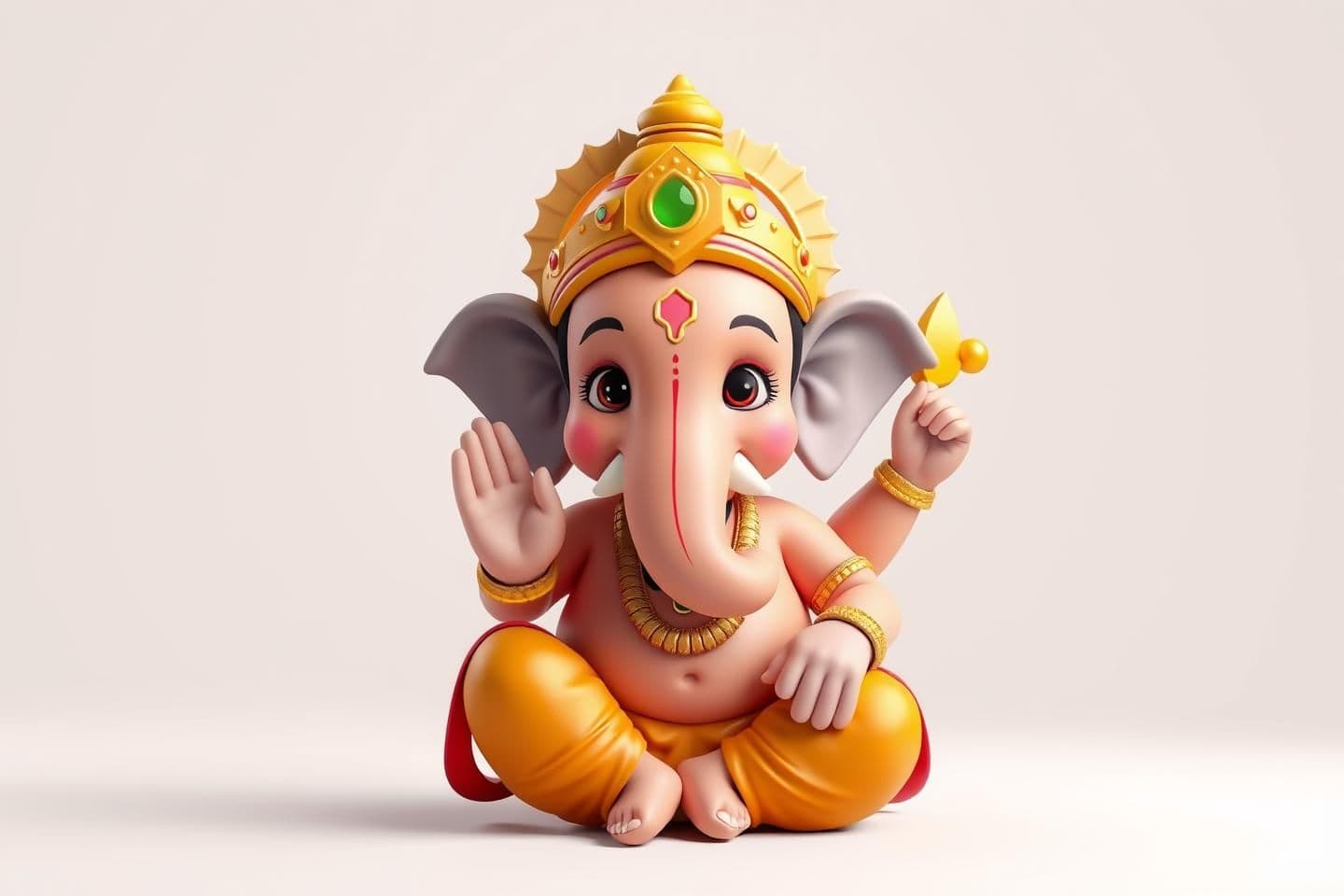 AI generated: “A high-resolution 3D cartoon-style character of Lord Ganesha, designed with vibrant colors and smooth stylized textures. Cute, expressive features with a friendly divine look. Sof