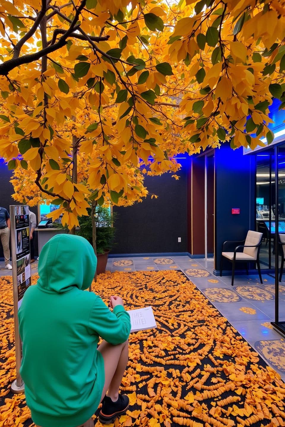 AI generated: أثناء إعادة تصميم الصورة، يجب أن يبقى المظهر العام نفسه، مع نفس الوضع والتصميم، ولكن بدلاً من الأراك، يجب أن يكون هناك أربعة أرواح كUTE، مع نفس الألوان والتصميمات، مع نفس الشكل وال