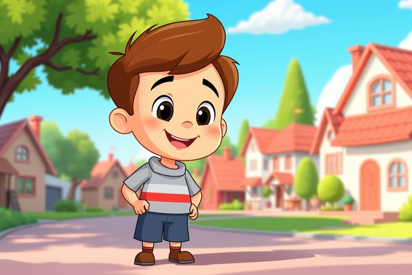 AI generated:
“16:9 YouTube thumbnail in Cratton 2d cartoon animation style.
Soft, clean, colorful cartoon shading.
A cute cartoon boy standing on the left side with a simple happy–friendly e
